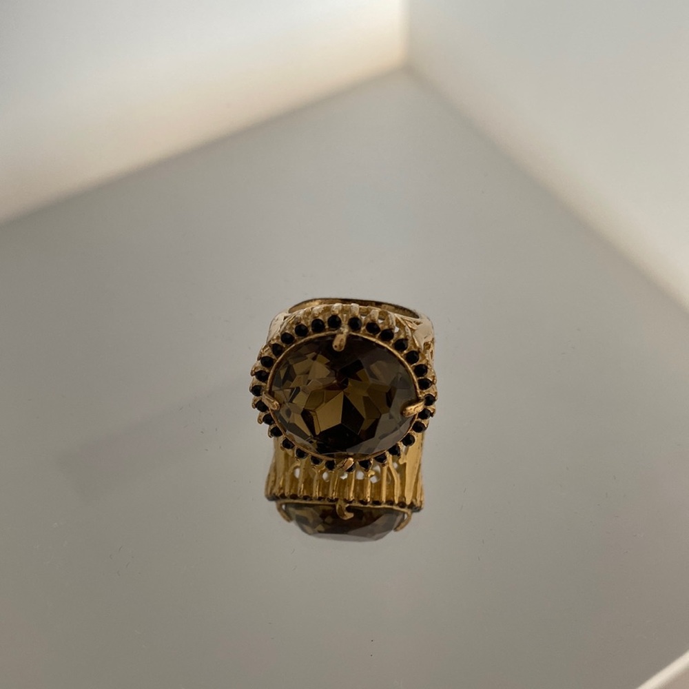 Brown crystal banana republic ring